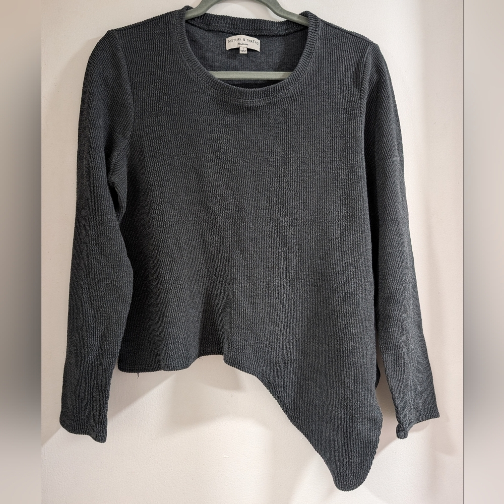 Asymmetrical Black Waffle Knit Top By Madewell